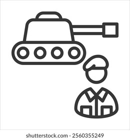 Military Power Outline Icon Vector Illustration