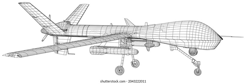 Military Predator Drone On A White Background. EPS10 Format. Vector Created Of 3d.