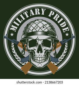military pride t shirt logo type vector 