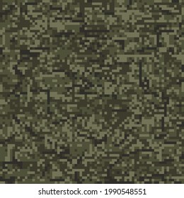 military print green pixel camouflage, army seamless pattern