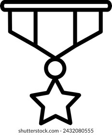 Military prize medal line icon. Replaceable vector design.