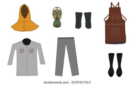 Military Professional Safety Uniform and equipment Vector Illustration for use.