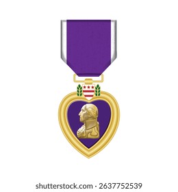 Military purple heart medal. Clipart image isolated on white background