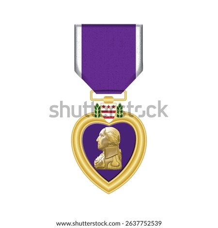 Military purple heart medal. Clipart image isolated on white background