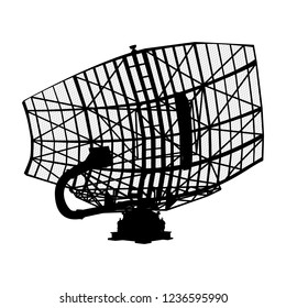 Military Radar Silhouette On White. Technology Vector.