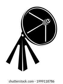 military radar silhouette for tracking flying objects. Ostronomical observations of stars. Contrast monochrome black and white vector