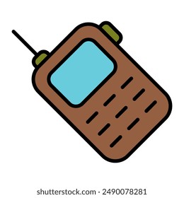 Military radio line icon. Communication, equipment, army, device, portable, radio, soldier, signal, transmission, secure, tactical, field, operations, wireless, technology, combat, network.