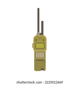 Military radio or phone cartoon illustration. Wireless portable receiver for soldiers and officers on white background. Army, equipment, communication concept