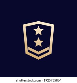 Military rank, army logo on dark