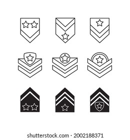 Military Rank Badge Emblem Icon. Military Rank Badge Emblem Set Symbol Vector Elements For Infographic Web.