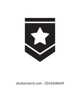 Military rank badge icon black and white vector sign