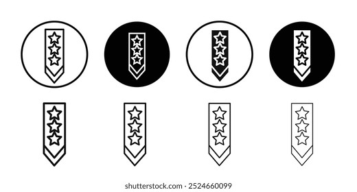 Military rank badge icon Collection of flat thin outline vector