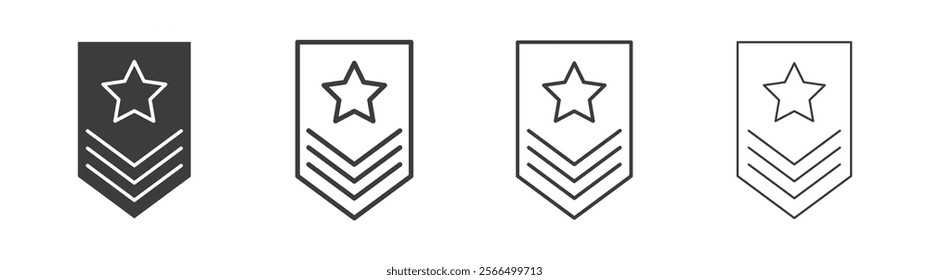 Military rank badge icon flat and linear vector illustration on white background.