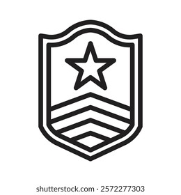Military rank badge icon Flat vector set outline