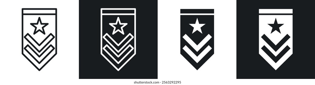 Military rank badge icon pack for app and website ui designs.