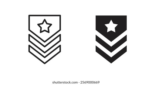 Military rank badge icon set vector graphics designs