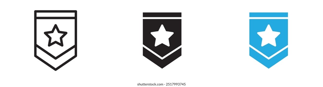 Ilustração de linha fina do ícone de emblema de classificação militar