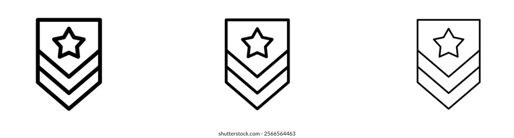 Military rank badge icon in tree different line stroke sizes.