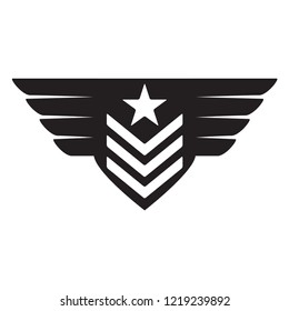 military rank badge icon in trendy flat style 