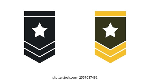 Military rank badge icons in black and colored version