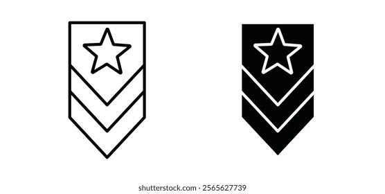 Military rank badge icons in black and white colors