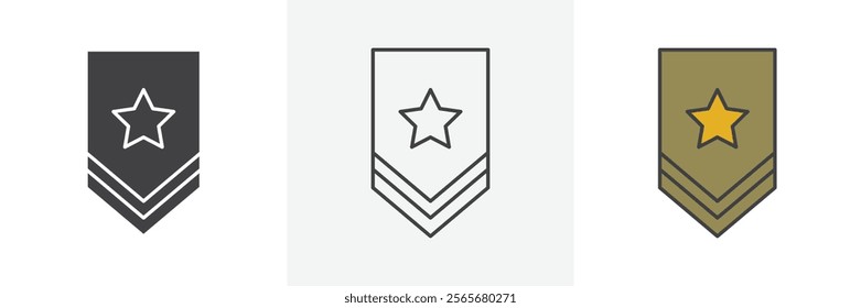 Military rank badge icons in black and colored versions