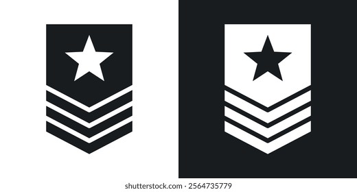 Military rank badge icons in flat syle