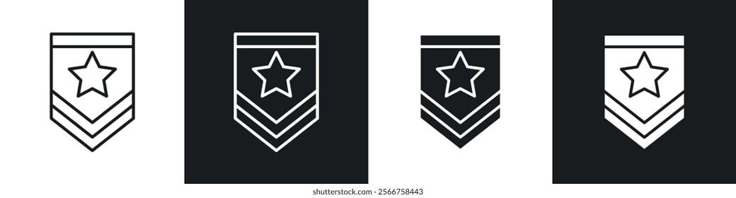 Military rank badge icons in Thin line black color. flat simple vector symbols illustration.