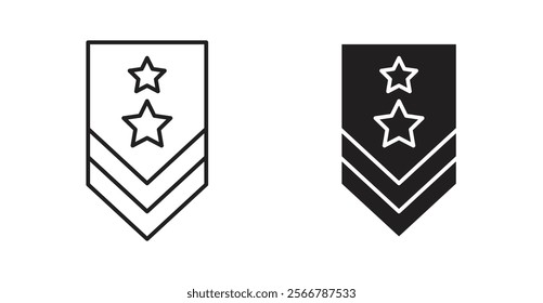 Military rank badge vector line icon illustration