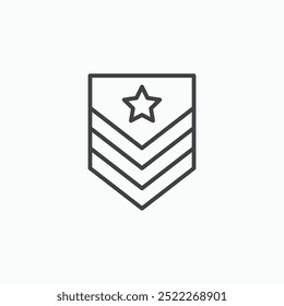 Military rank badgeline in Thin line black color. flat simple vector symbols illustration.
