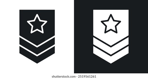 Military rank badgeline vector icon set in solid and outline style.