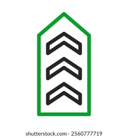 Military rank chevron badge. Concept of army, service, and promotion.