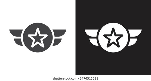 Military Rank icon Flat set in black and white color outline vector