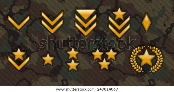 military rank signs\
on camouflage\
background