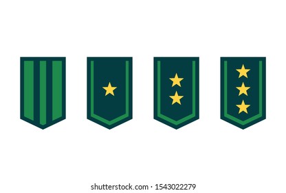 Military ranks or army epaulettes on white