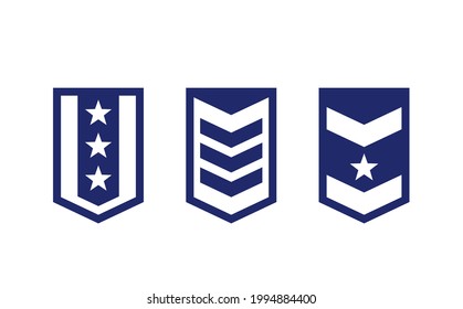 Military ranks, army epaulettes set on white