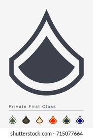 Military Ranks and Insignia. Stripes and Chevrons of Army. Private First Class
