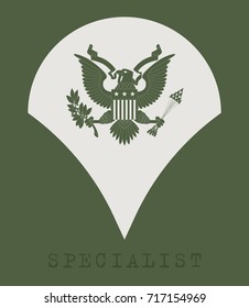 Military Ranks and Insignia. Stripes and Chevrons of Army. Specialist