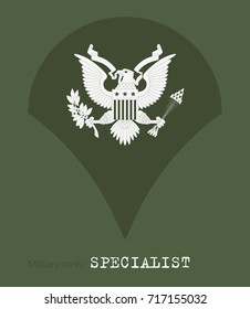 Military Ranks and Insignia. Stripes and Chevrons of Army. Specialist