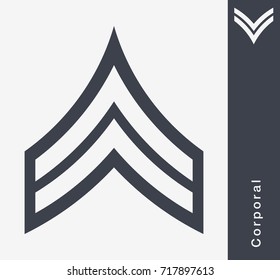 Military Ranks and Insignia. Stripes and Chevrons of Army. Corporal