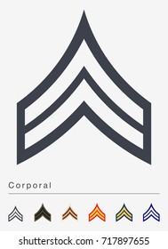 Military Ranks and Insignia. Stripes and Chevrons of Army. Corporal