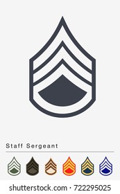 Military Ranks and Insignia. Stripes and Chevrons of Army. Staff Sergeant