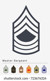 Military Ranks and Insignia. Stripes and Chevrons of Army. Master Sergeant