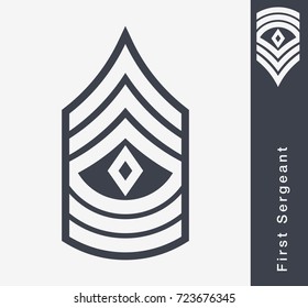 Military Ranks and Insignia. Stripes and Chevrons of Army. First Sergeant