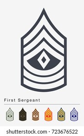 Military Ranks and Insignia. Stripes and Chevrons of Army. First Sergeant