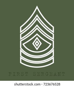 Military Ranks and Insignia. Stripes and Chevrons of Army. First Sergeant