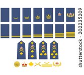 Military ranks and insignia of the world. Illustration on white background.