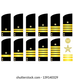 Military ranks and insignia of the world. The illustration on a white background.