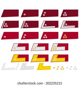 Military ranks and insignia of the world. Illustration on white background.