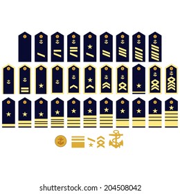 Military ranks and insignia of the world. Illustration on white background.